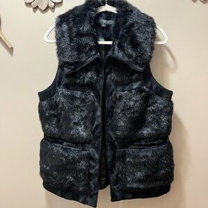Rachel Zoe Black Faux Fur Vest Size Large